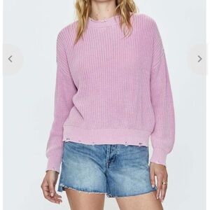 Pistola Eva Crewneck Sweater in Sunwashed Pink, distressed, size Women’s medium
